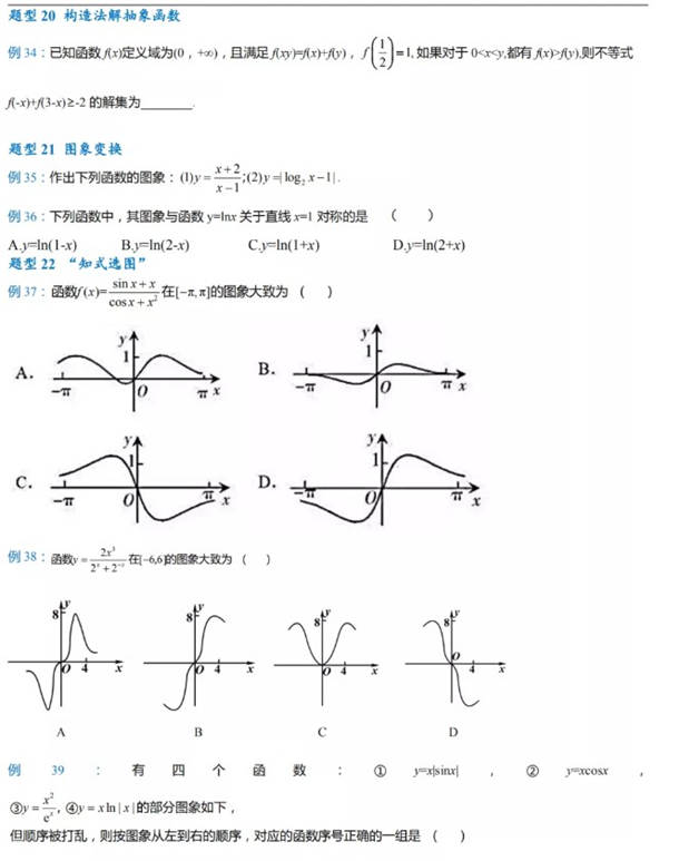 高中必考数学题型清单 高中必考数学题型清单
