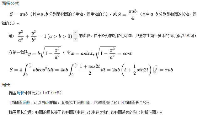 椭圆相关公式 椭圆相关公式