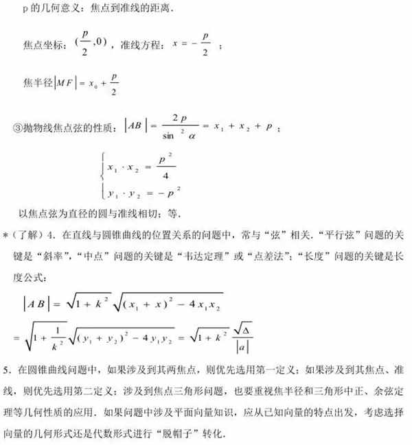 圆锥曲线秒杀公式口诀