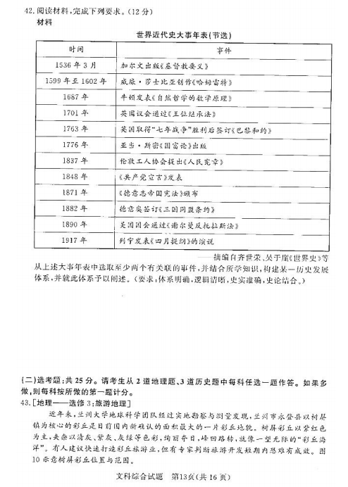 2022届湘豫名校高三文综3月联考试题（图片版）13