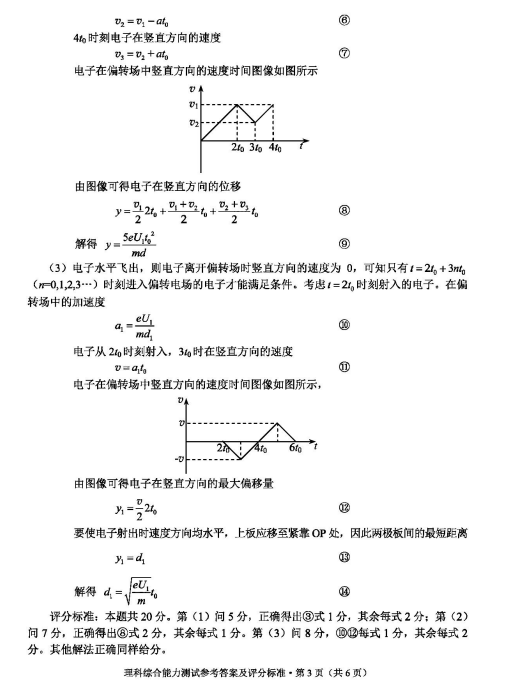 2022届云南省高三一模理综试题答案（图片版）3